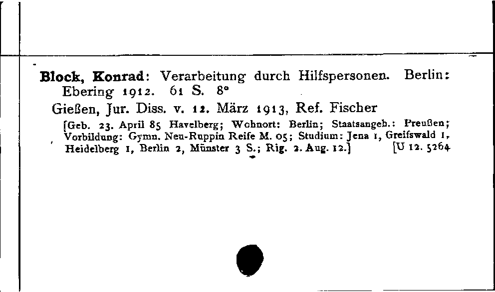 [Katalogkarte Dissertationenkatalog bis 1980]