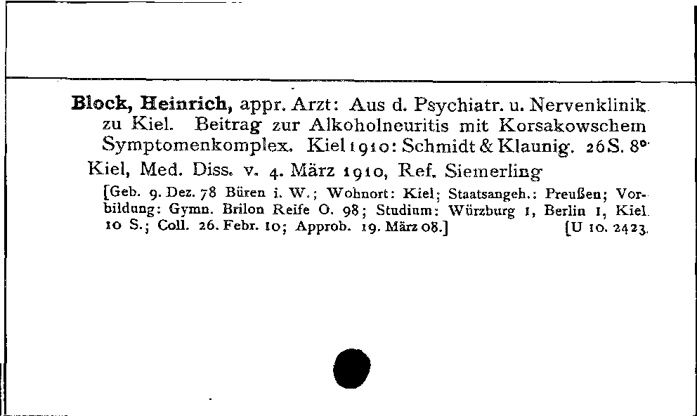[Katalogkarte Dissertationenkatalog bis 1980]