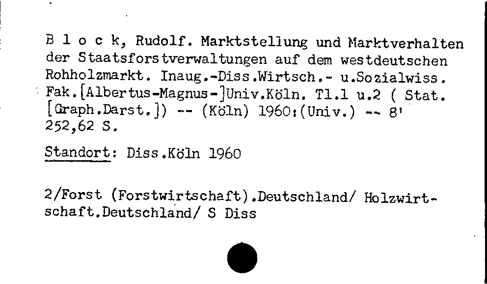 [Katalogkarte Dissertationenkatalog bis 1980]