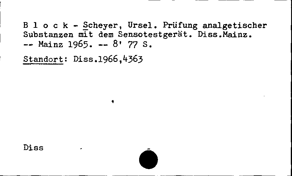 [Katalogkarte Dissertationenkatalog bis 1980]