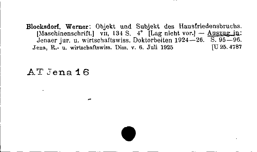 [Katalogkarte Dissertationenkatalog bis 1980]