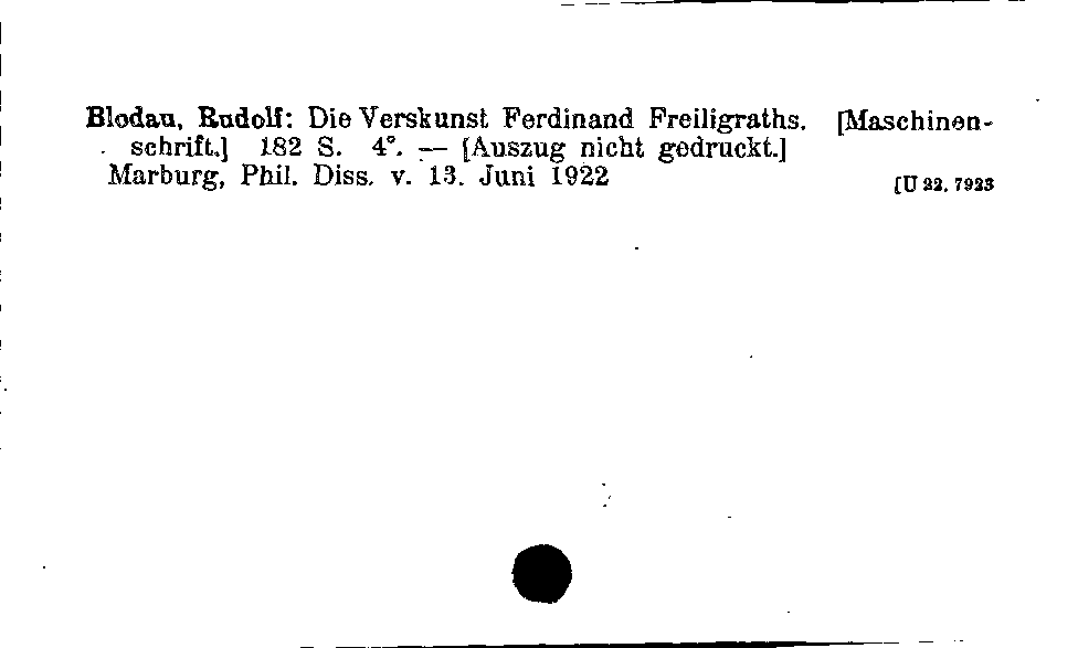 [Katalogkarte Dissertationenkatalog bis 1980]