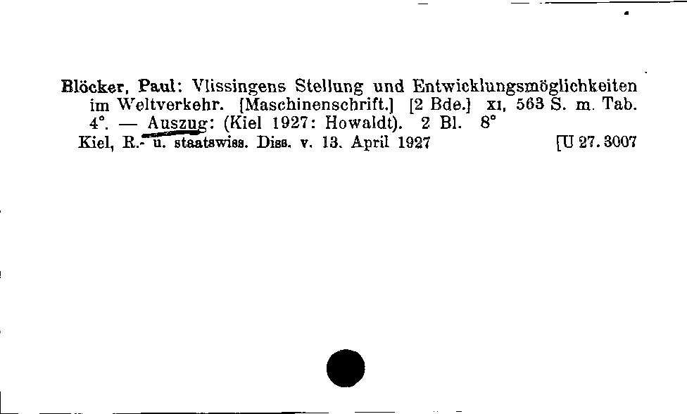 [Katalogkarte Dissertationenkatalog bis 1980]