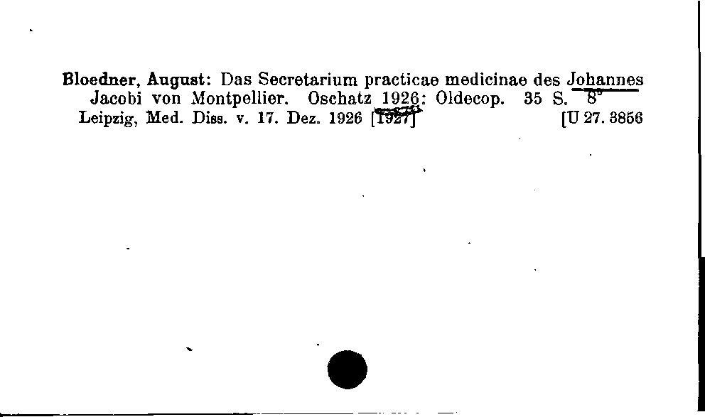 [Katalogkarte Dissertationenkatalog bis 1980]