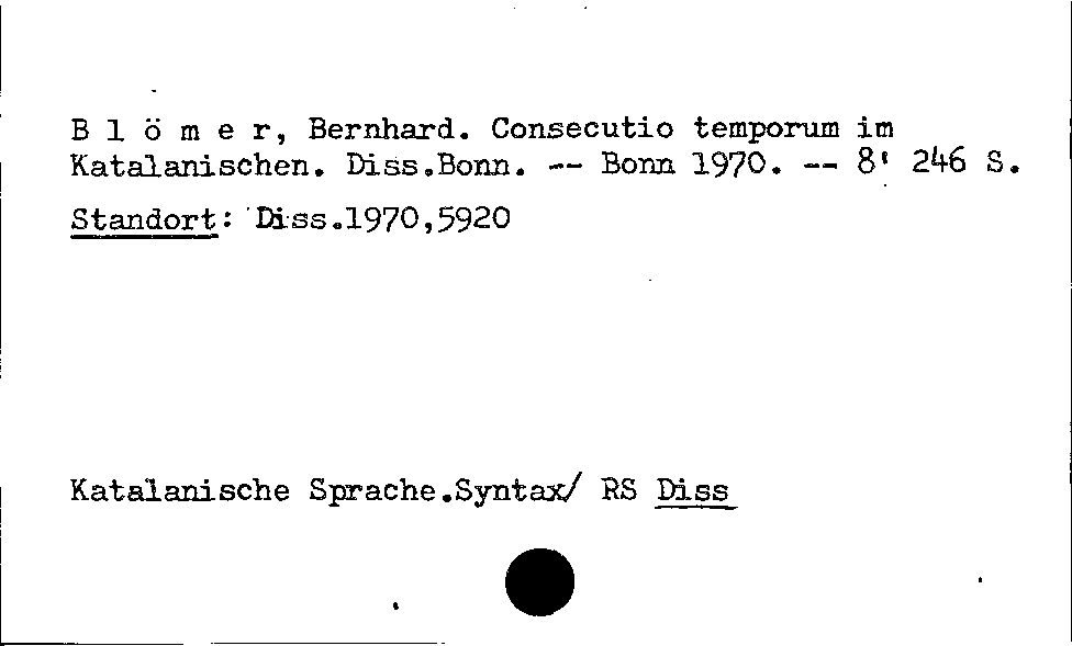 [Katalogkarte Dissertationenkatalog bis 1980]