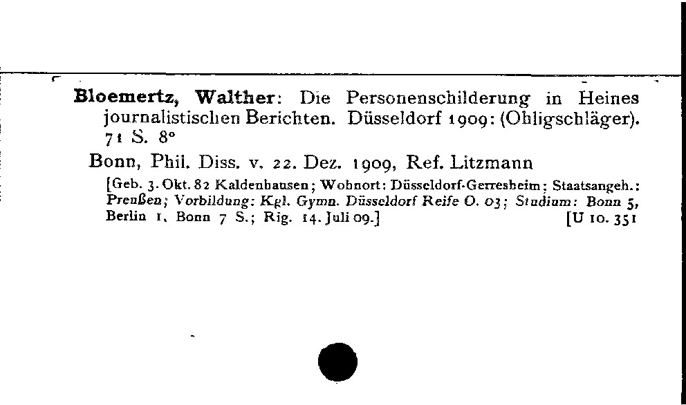 [Katalogkarte Dissertationenkatalog bis 1980]