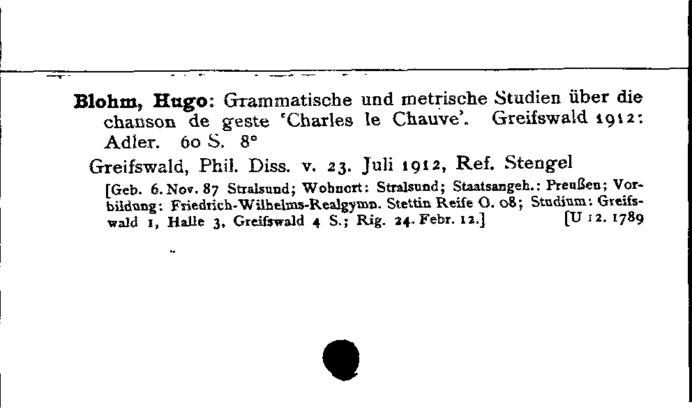 [Katalogkarte Dissertationenkatalog bis 1980]