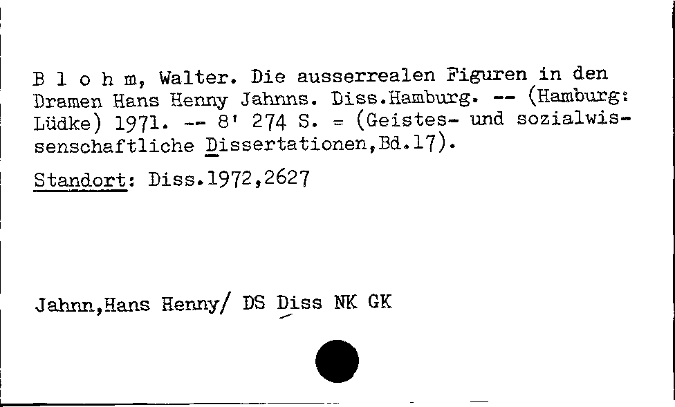 [Katalogkarte Dissertationenkatalog bis 1980]