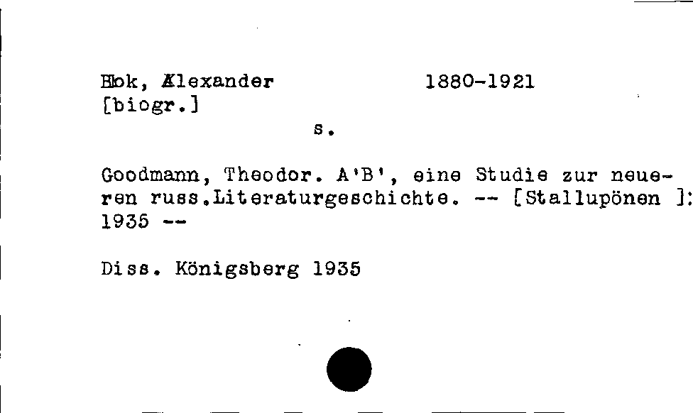 [Katalogkarte Dissertationenkatalog bis 1980]