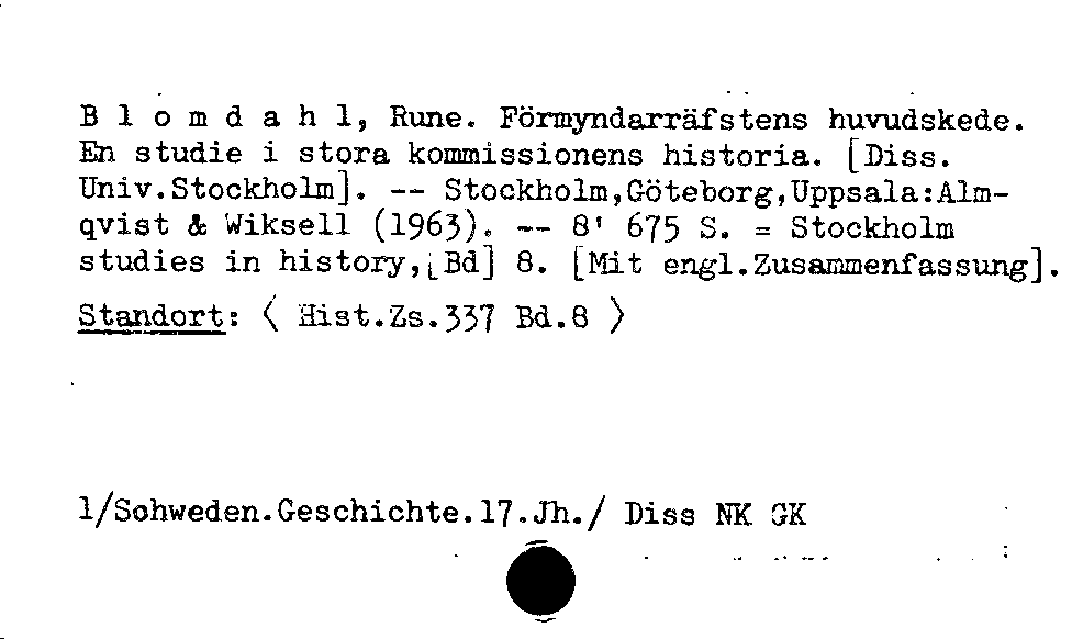 [Katalogkarte Dissertationenkatalog bis 1980]