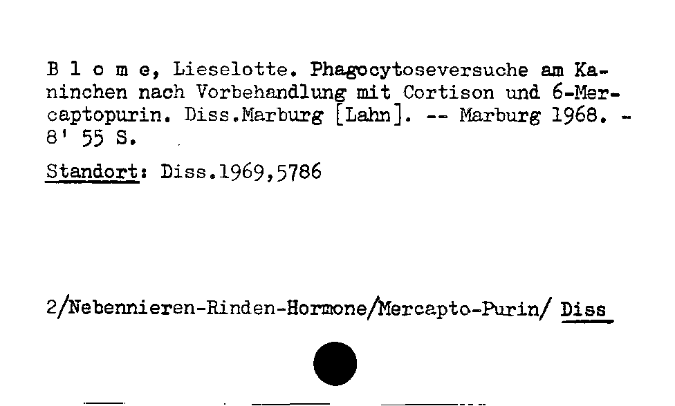 [Katalogkarte Dissertationenkatalog bis 1980]