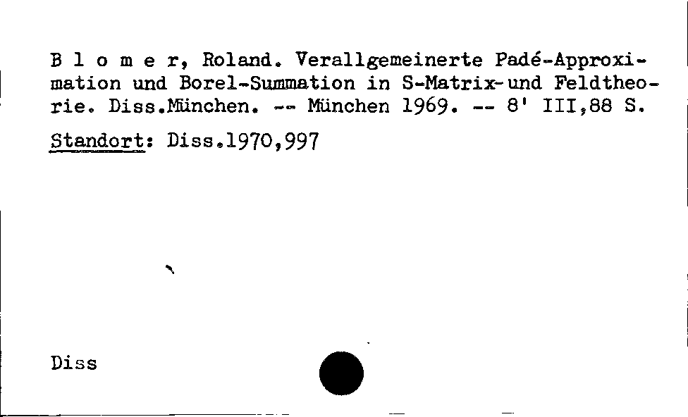 [Katalogkarte Dissertationenkatalog bis 1980]