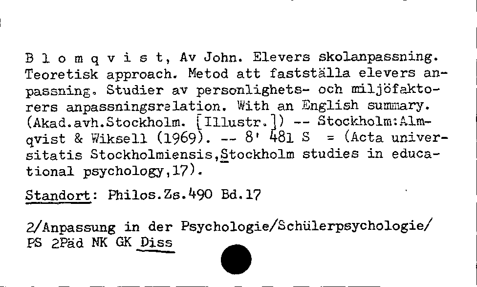 [Katalogkarte Dissertationenkatalog bis 1980]