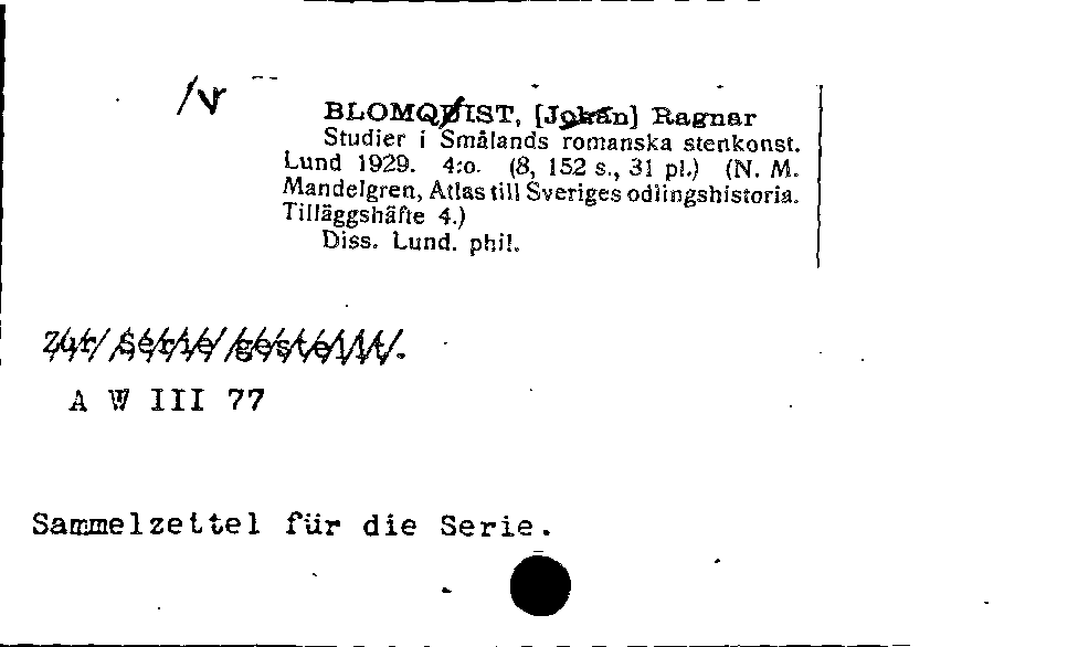 [Katalogkarte Dissertationenkatalog bis 1980]