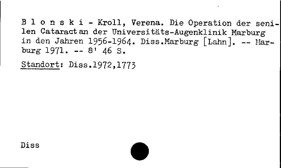 [Katalogkarte Dissertationenkatalog bis 1980]