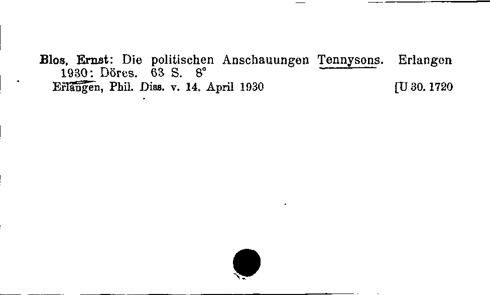 [Katalogkarte Dissertationenkatalog bis 1980]