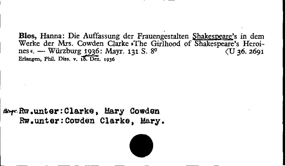 [Katalogkarte Dissertationenkatalog bis 1980]