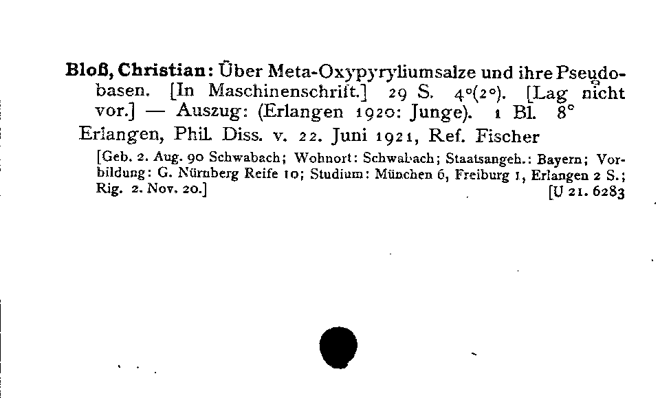 [Katalogkarte Dissertationenkatalog bis 1980]