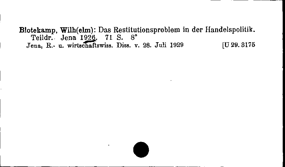 [Katalogkarte Dissertationenkatalog bis 1980]