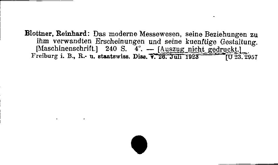 [Katalogkarte Dissertationenkatalog bis 1980]