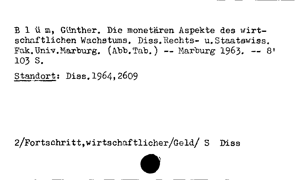 [Katalogkarte Dissertationenkatalog bis 1980]