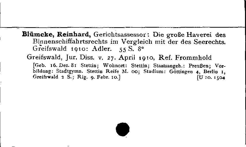 [Katalogkarte Dissertationenkatalog bis 1980]