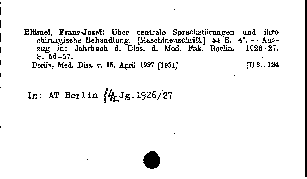 [Katalogkarte Dissertationenkatalog bis 1980]