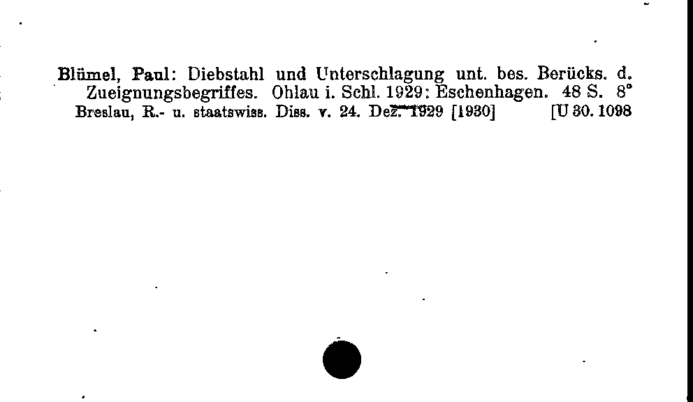 [Katalogkarte Dissertationenkatalog bis 1980]