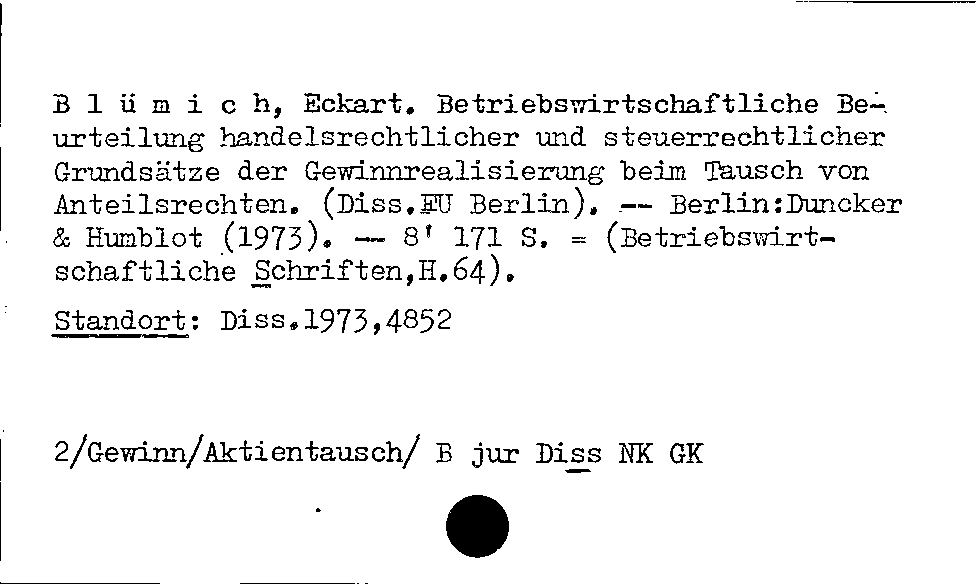 [Katalogkarte Dissertationenkatalog bis 1980]