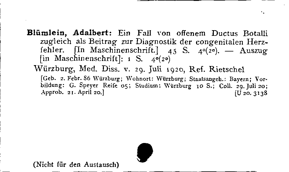 [Katalogkarte Dissertationenkatalog bis 1980]