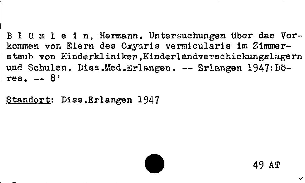 [Katalogkarte Dissertationenkatalog bis 1980]