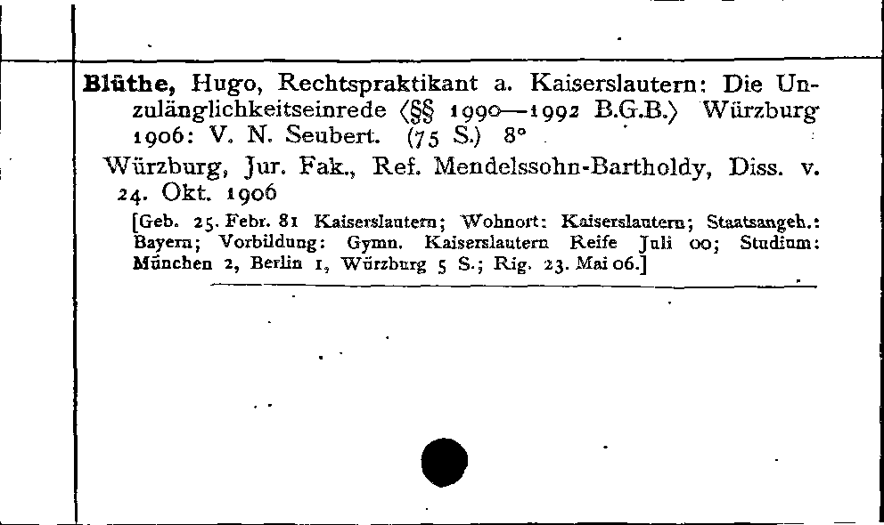 [Katalogkarte Dissertationenkatalog bis 1980]