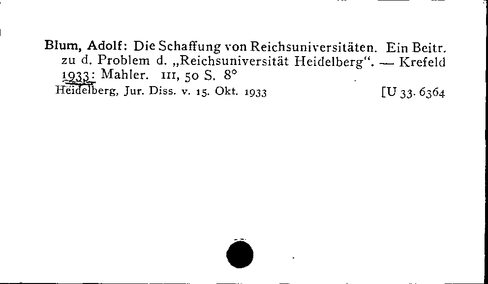 [Katalogkarte Dissertationenkatalog bis 1980]