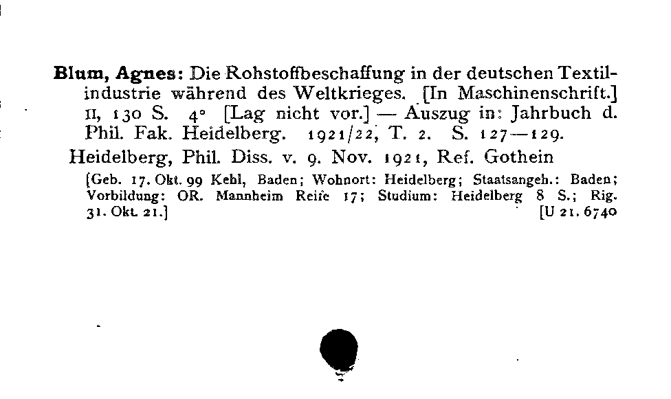 [Katalogkarte Dissertationenkatalog bis 1980]