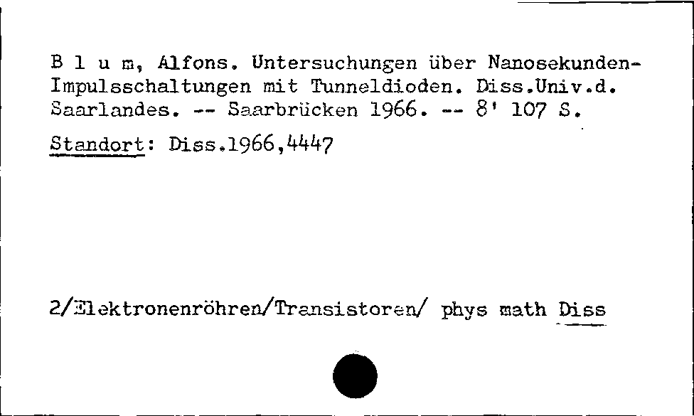 [Katalogkarte Dissertationenkatalog bis 1980]