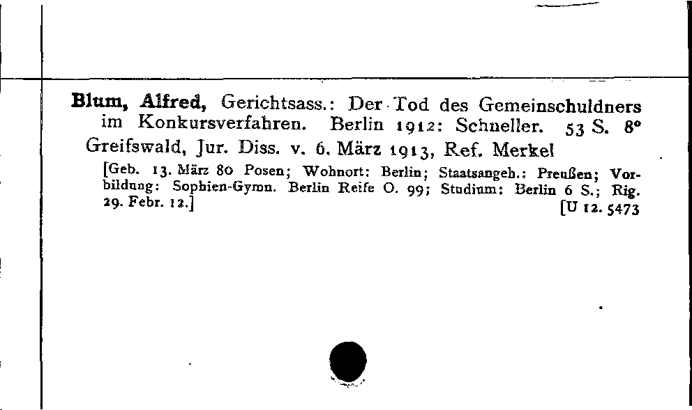 [Katalogkarte Dissertationenkatalog bis 1980]