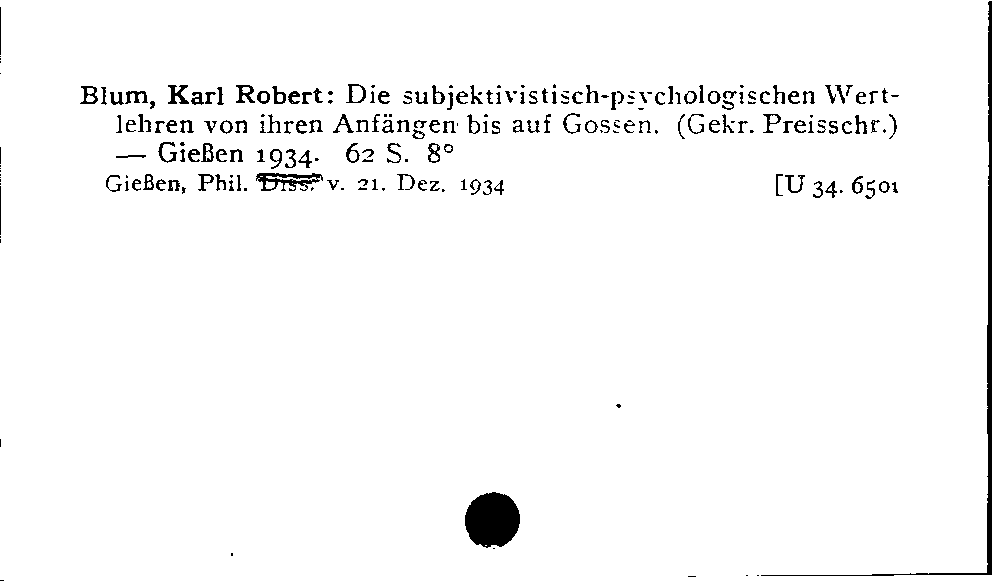 [Katalogkarte Dissertationenkatalog bis 1980]