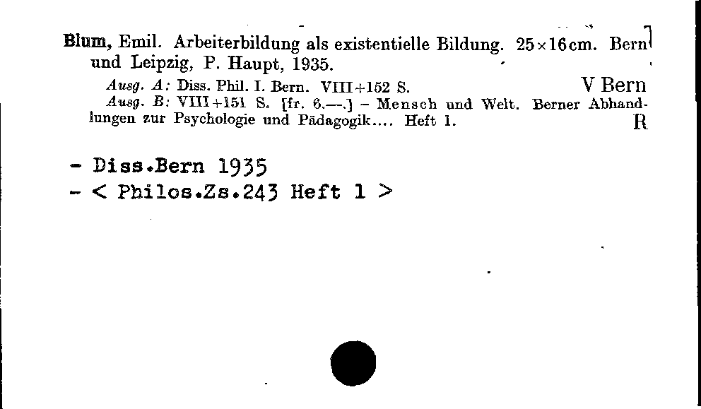 [Katalogkarte Dissertationenkatalog bis 1980]