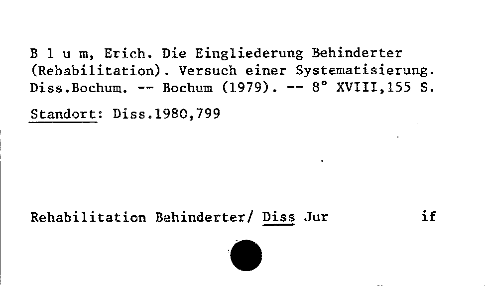 [Katalogkarte Dissertationenkatalog bis 1980]