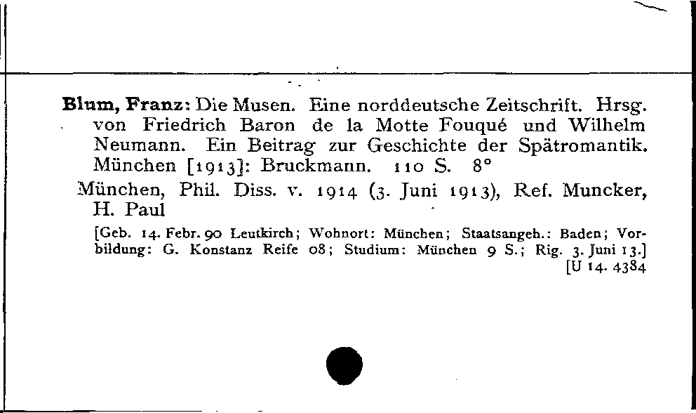 [Katalogkarte Dissertationenkatalog bis 1980]