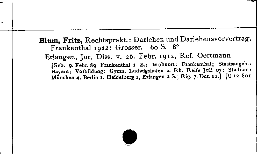 [Katalogkarte Dissertationenkatalog bis 1980]