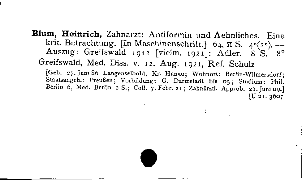 [Katalogkarte Dissertationenkatalog bis 1980]