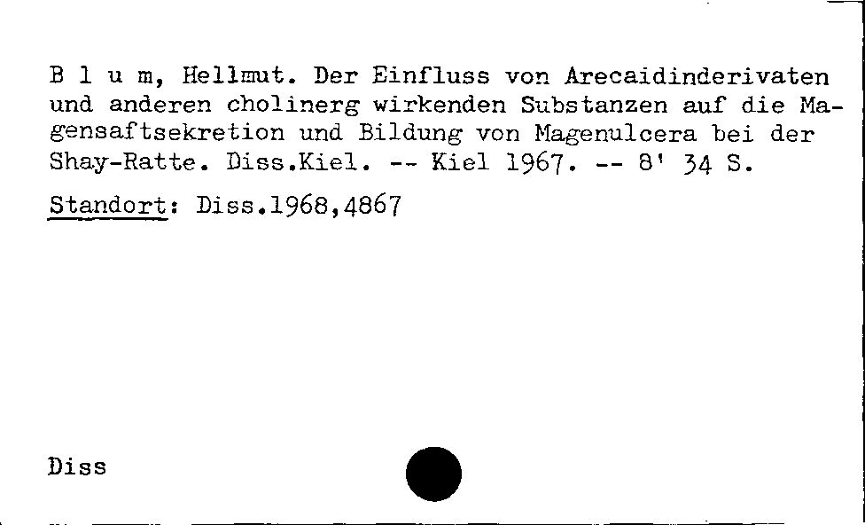 [Katalogkarte Dissertationenkatalog bis 1980]