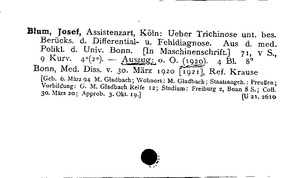 [Katalogkarte Dissertationenkatalog bis 1980]