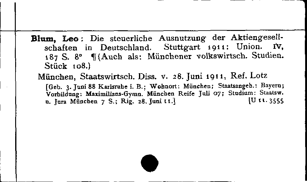 [Katalogkarte Dissertationenkatalog bis 1980]