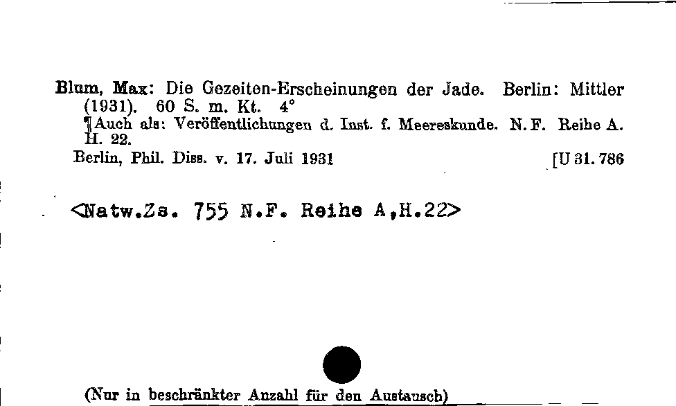 [Katalogkarte Dissertationenkatalog bis 1980]