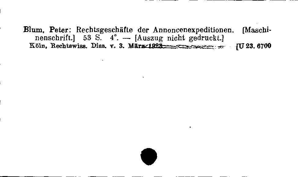 [Katalogkarte Dissertationenkatalog bis 1980]