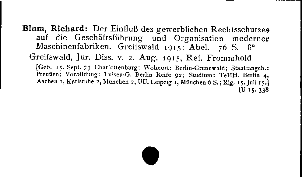 [Katalogkarte Dissertationenkatalog bis 1980]