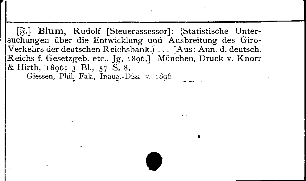 [Katalogkarte Dissertationenkatalog bis 1980]