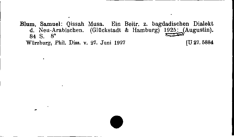 [Katalogkarte Dissertationenkatalog bis 1980]